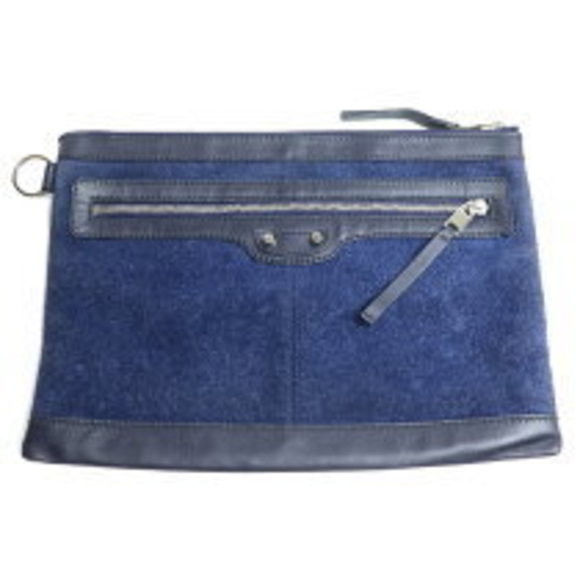 BALENCIAGA Clip Clutch Bag Blue - Picture 1 of 9